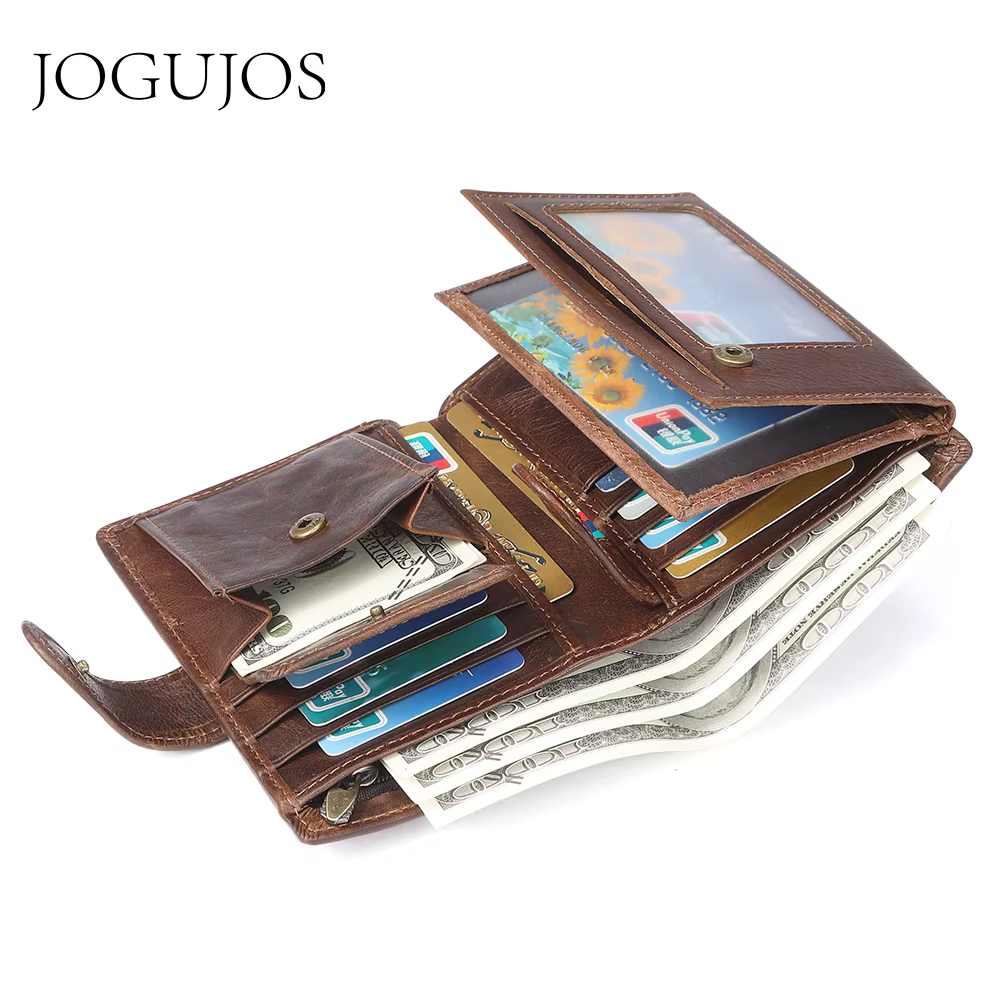 JOGUJOS Crazy Horse cuir hommes portefeuille