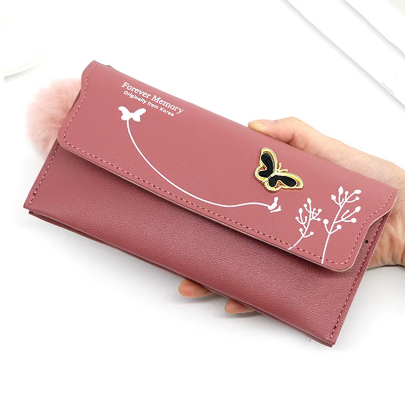 Portefeuille boule de fourrure pour femmes