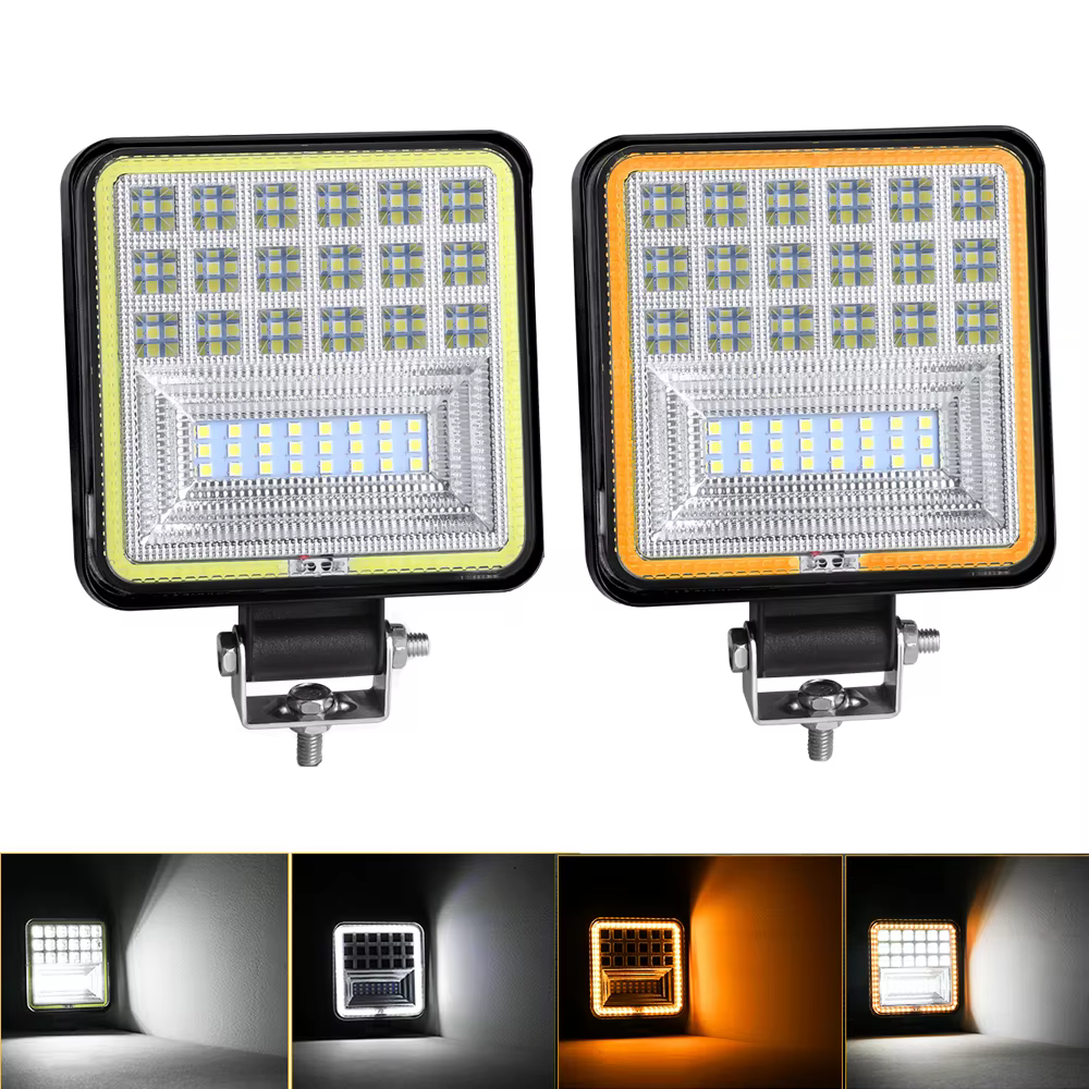 2x4 ''LED lampe de travail pour camion hors route tracteur SUV 4X4 ATV voiture faisceau de tache LED conduite antibrouillard barre 12V 24V 6000K blanc jaune