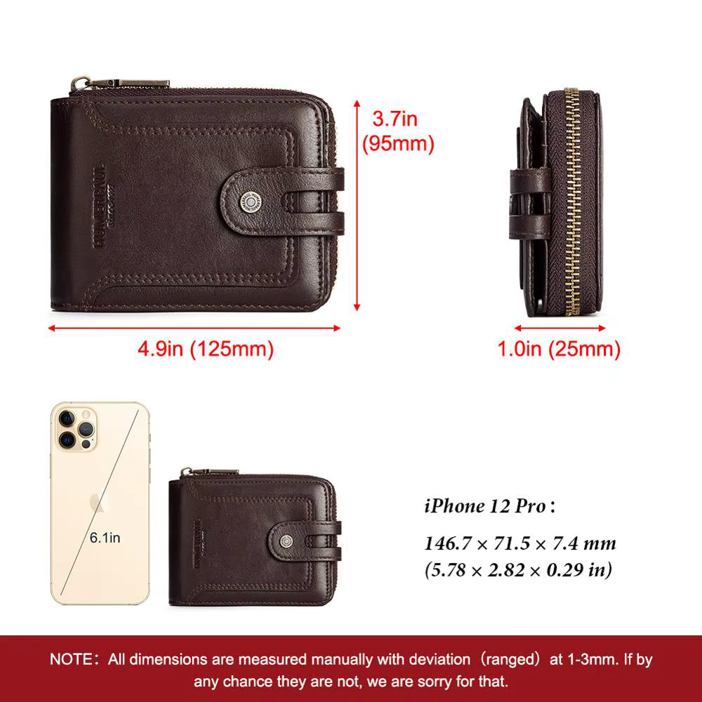 Portefeuille en cuir véritable pour homme