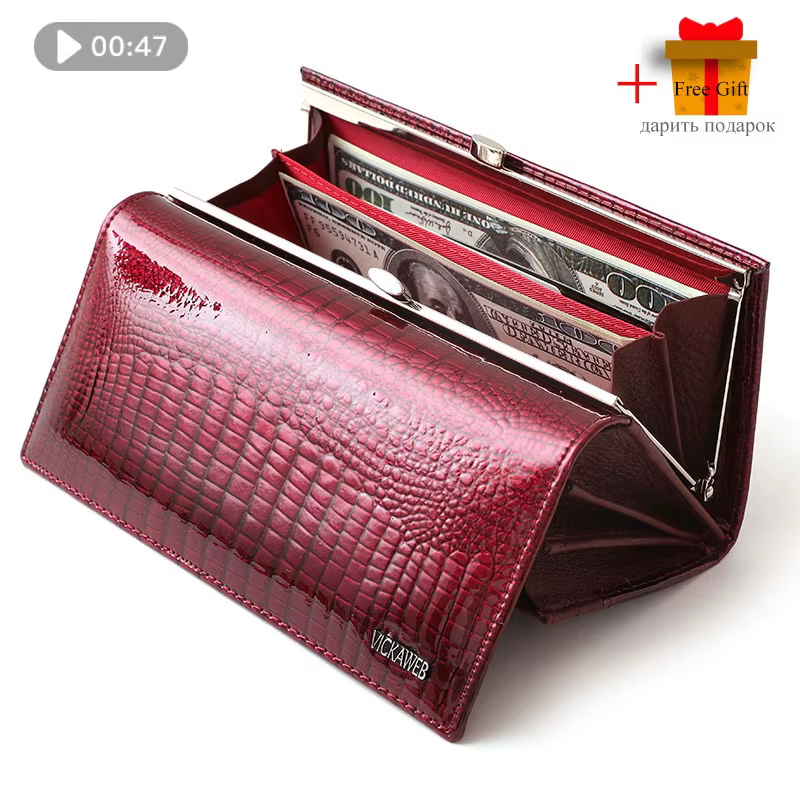 Cadeau gratuit portefeuille femmes en cuir moraillon magnétique marque de luxe dames Long porte-monnaie créateur de mode femme nouvelles pochettes AE1518-1