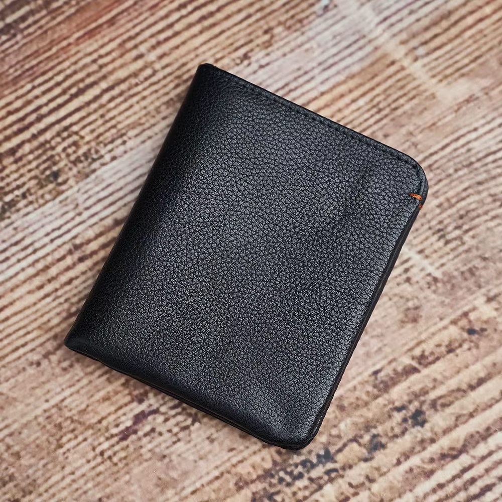 Portefeuille fin en cuir véritable pour homme