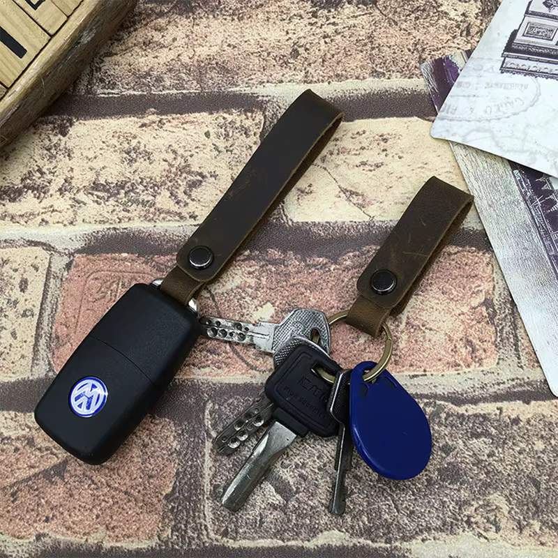 Porte-clés de voiture en cuir de vache