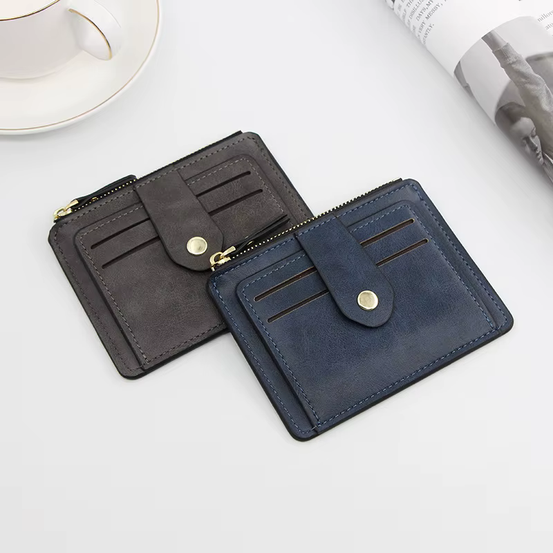 Portefeuille en cuir mince avec poche à monnaie pour hommes et femmes, petit porte-carte d'identité de crédit, sac d'argent, étui, mini sac à main d'affaires, mode