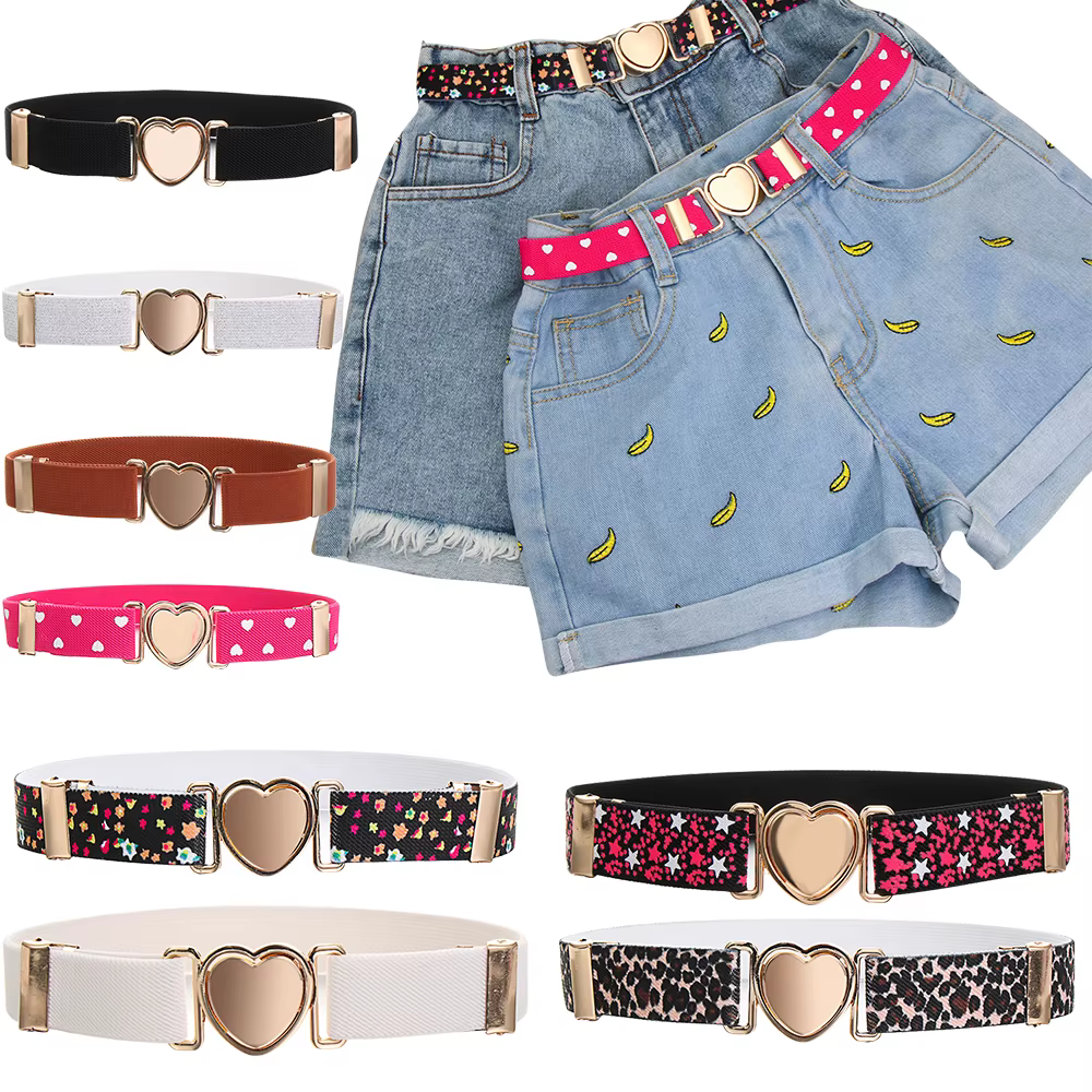 Ceinture élastique ajustable en forme de cœur pour fille