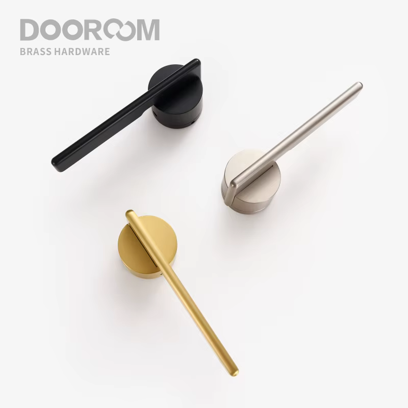 Dooroom – ensemble de serrures de porte en laiton, or, noir, argent, moderne, poignée d'interieur, chambre à coucher, salle de bains, Double levier de porte en bois factice