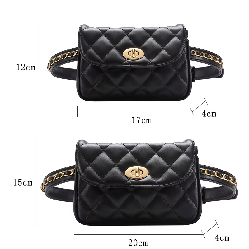Mode femme taille ceinture sac en cuir PU chaîne en métal
