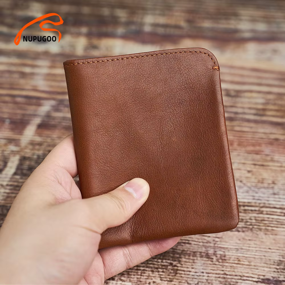 Portefeuille fin en cuir véritable pour homme