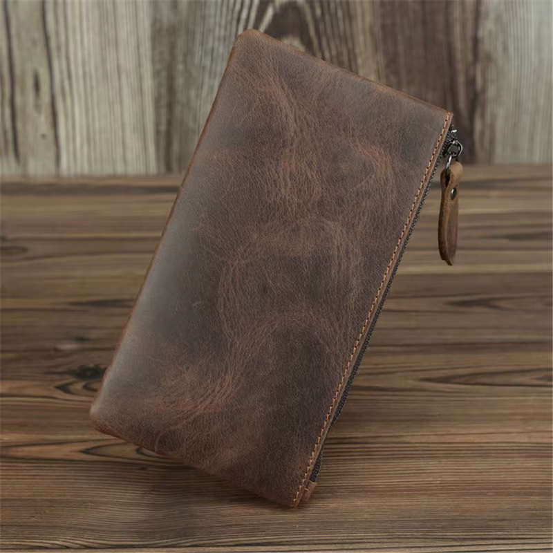 Portefeuille Slim en cuir véritable pour hommes et femmes