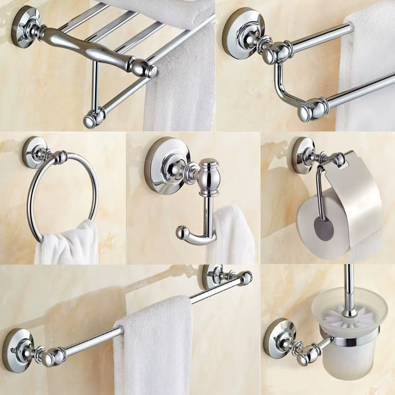 HOHardware-Ensemble de porte-brosse à dents chromé poli, porte-papier, porte-serviettes, accessoires