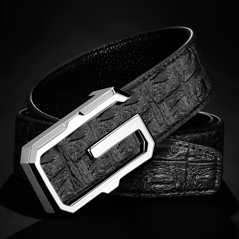 Ceinture g en cuir véritable pour homme