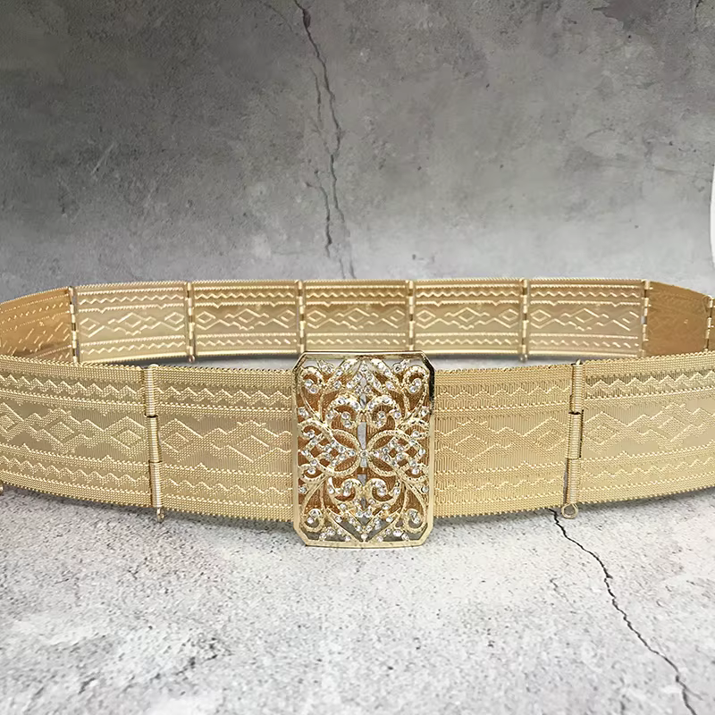 Ceinture en métal sculptée Vintage pour femmes, élégance fine, chaîne de taille personnalisée, robe de mariée en cristal, boucle carrée, bijoux