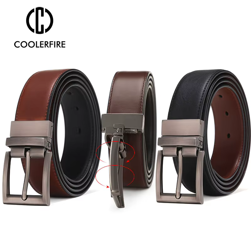 Hommes réversible décontracté haute qualité ceinture homme en cuir véritable