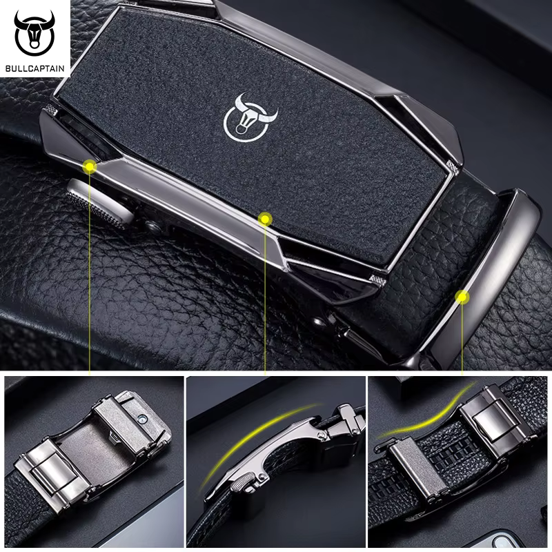 BULLCAPTAIN – ceinture en cuir à boucle automatique pour hommes