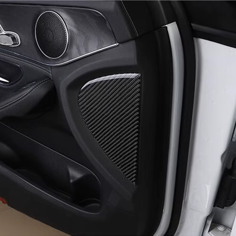 Garniture de décoration de panneau de porte avant en fibre de carbone, accessoires de voiture, Mercedes Benz Classe C W205, GLC X253, 2015-2018, 2 pièces