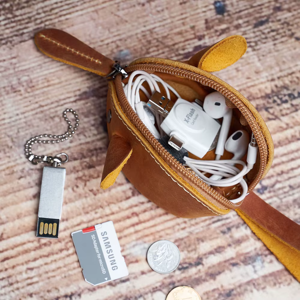 Vintage Mini porte-monnaie en cuir véritable petit portefeuille hommes femmes marron mode mignon souris sac de rangement tendance fermeture éclair poche NUPUGOO