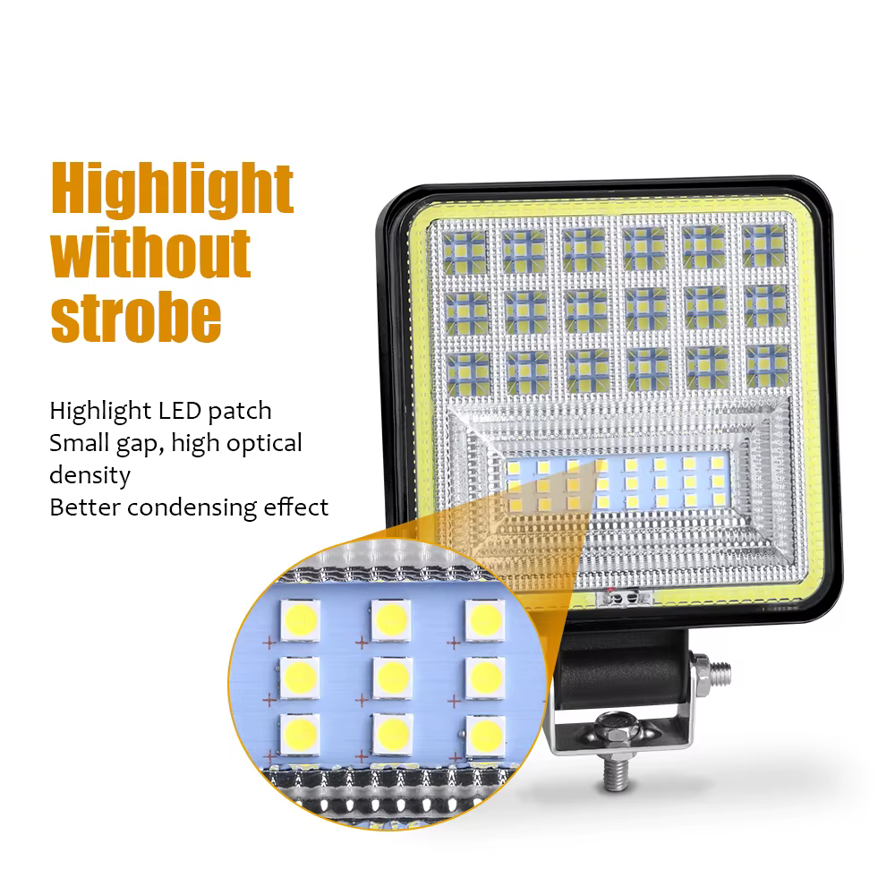 2x4 ''LED lampe de travail pour camion hors route tracteur SUV 4X4 ATV voiture faisceau de tache LED conduite antibrouillard barre 12V 24V 6000K blanc jaune