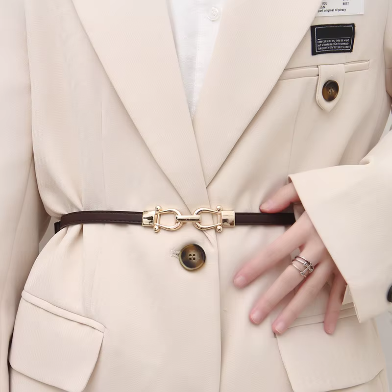 Ceintures fines réglables pour femmes, mode manteau slim, robe, ceinture de taille, crochet en métal, boucle
