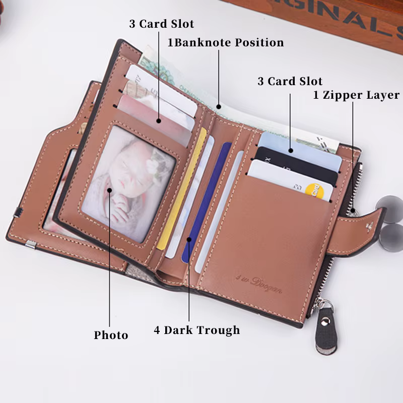 Portefeuilles Photo personnalisés pour hommes, portefeuille court, Design rétro, haute capacité, cadeau pour hommes, mari avec poche pour pièces de monnaie à fermeture éclair