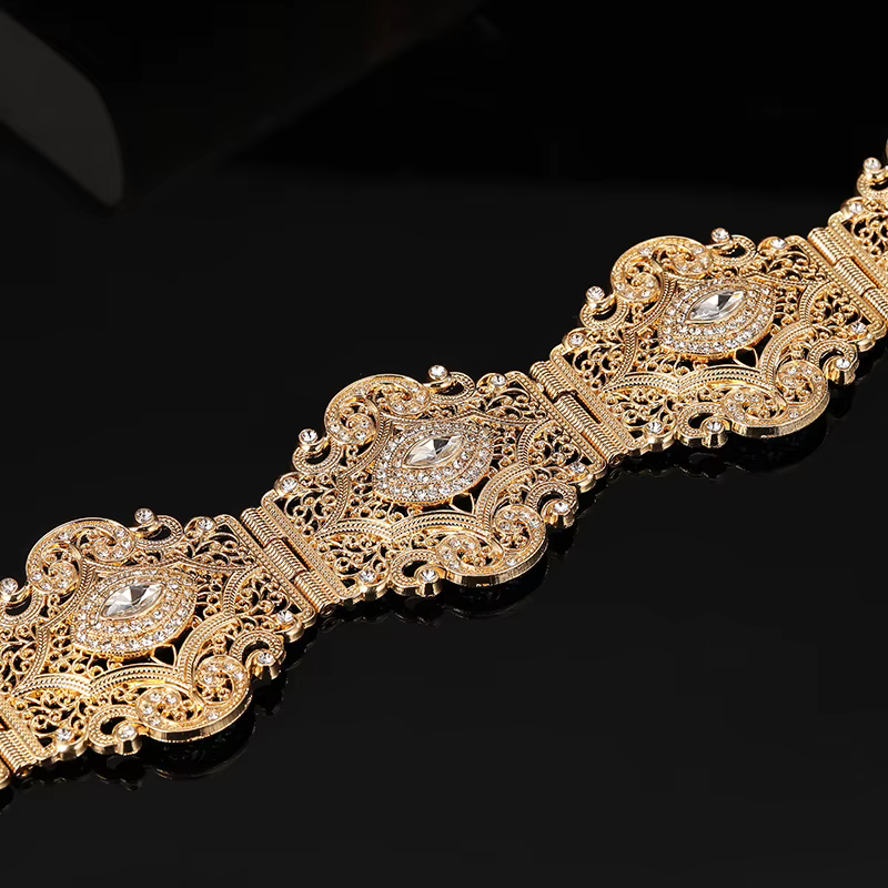 Ceinture de mode pour femmes du Moyen-Orient - Accessoire luxueux de mariage et de banquet de style vintage pour robes arabes