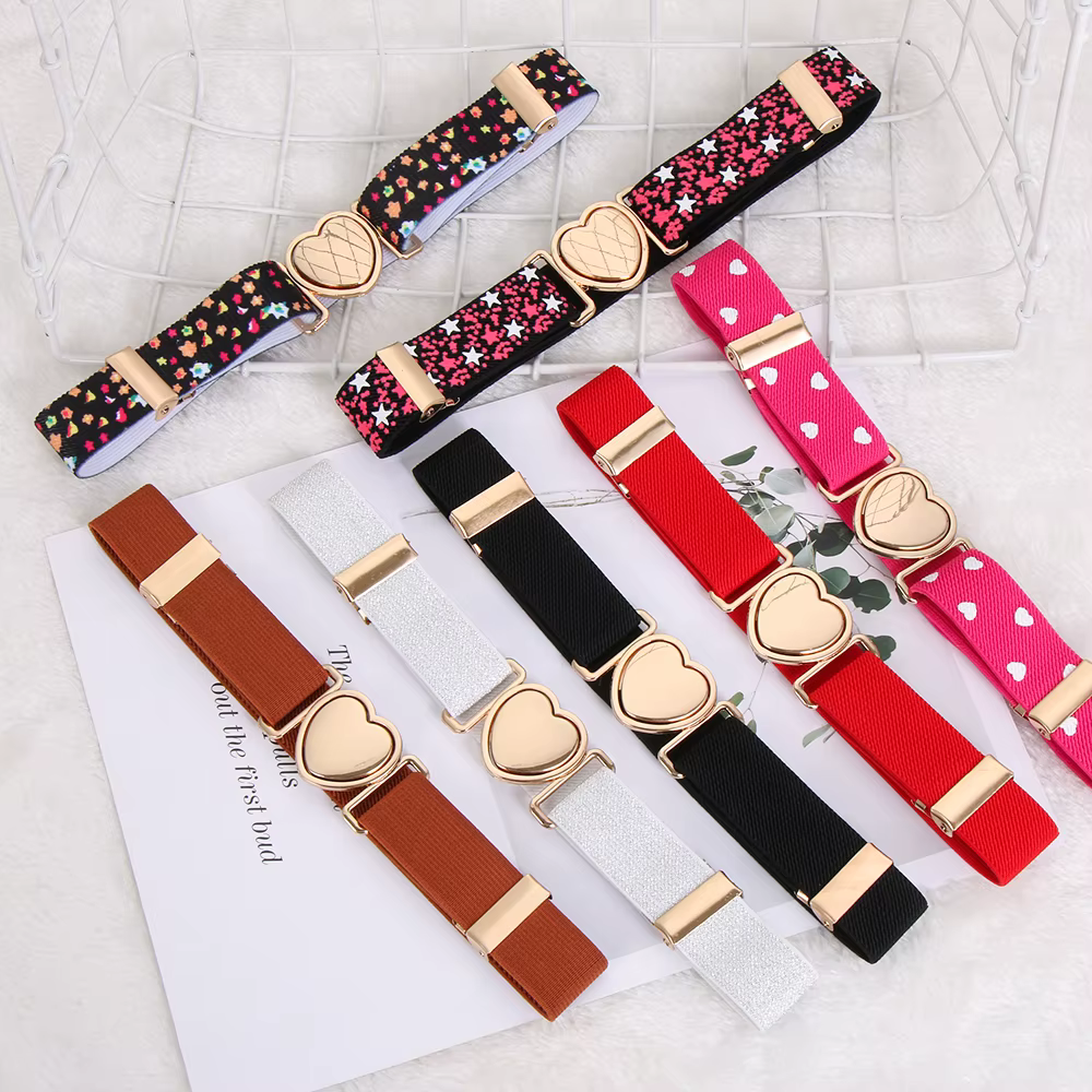 Ceinture élastique ajustable en forme de cœur pour fille
