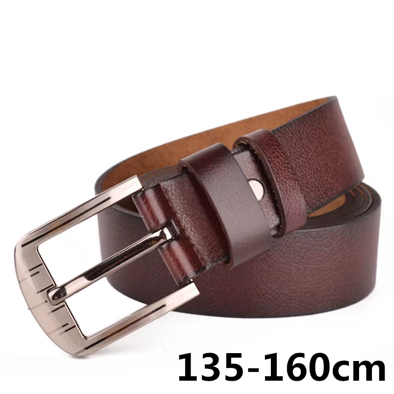 135 cm-160 cm de Long hommes en cuir véritable grande taille ceinture classique décontracté concepteur broche bouton