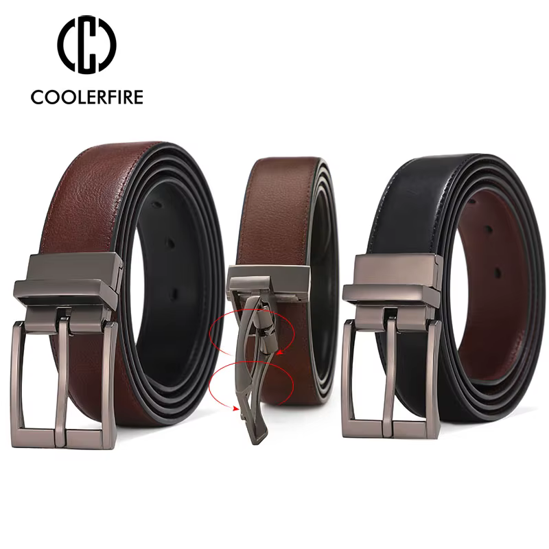Ceinture réversible en cuir véritable pour hommes