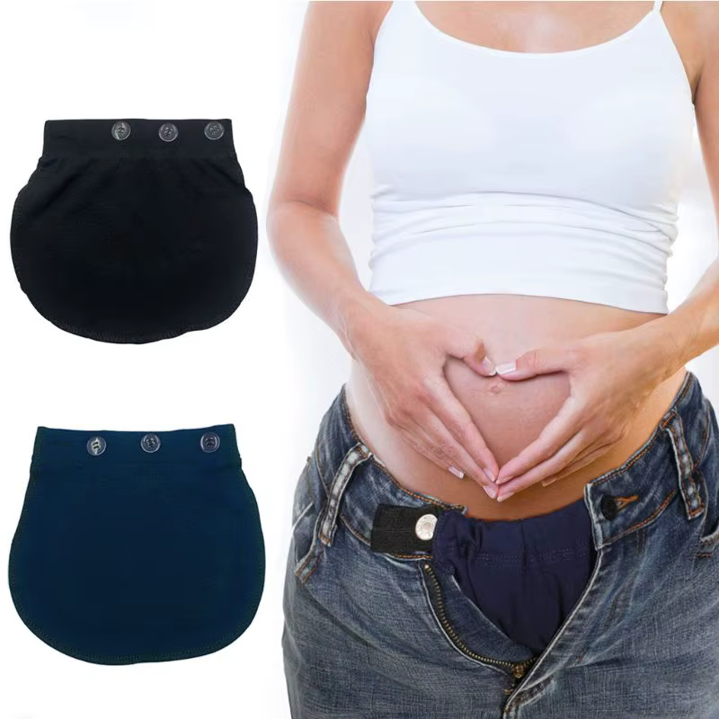 Extension de bouton de pantalon de grossesse pour femme enceinte,ceinture d'allongement de la taille, élastique, ample, souple et réglable,
