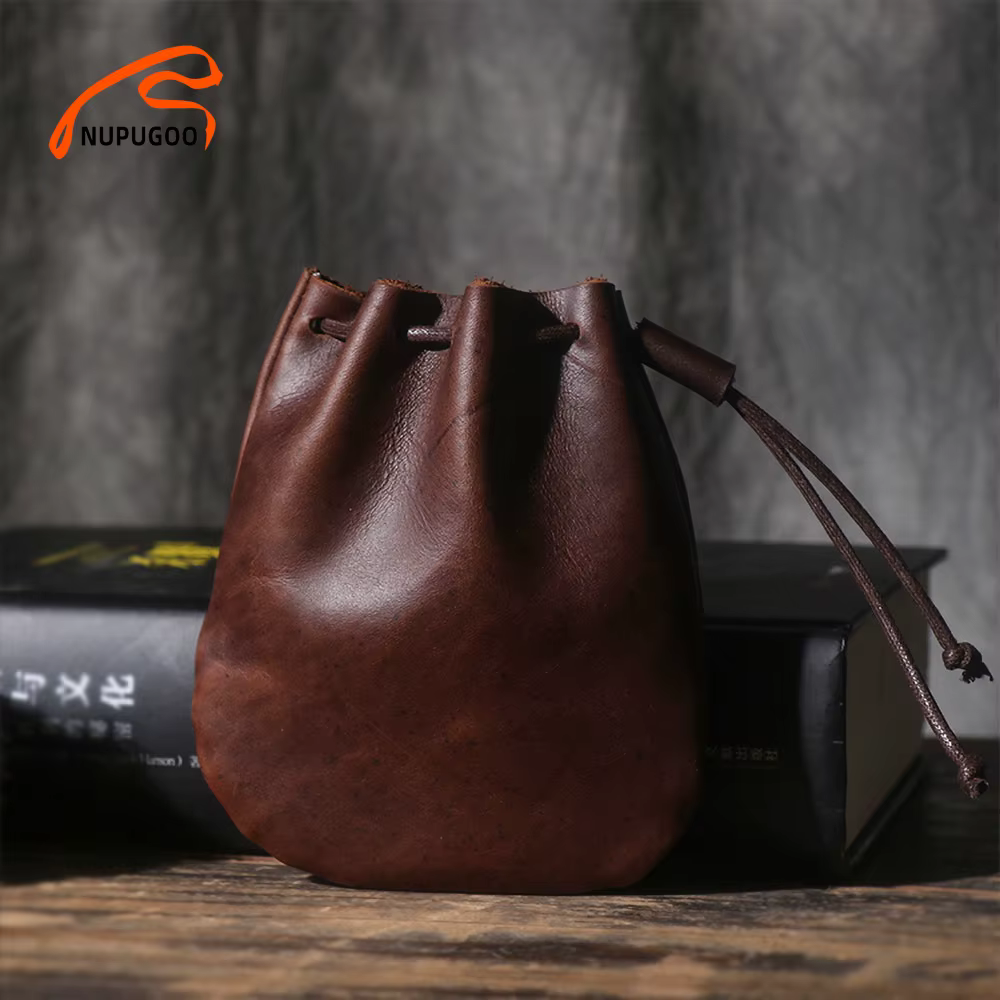 Porte-monnaie vintage en cuir véritable pour hommes et femmes