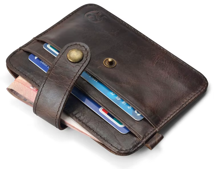 Hommes en cuir véritable mince portefeuille mâle petit sac à main Mini sac d'argent Walet