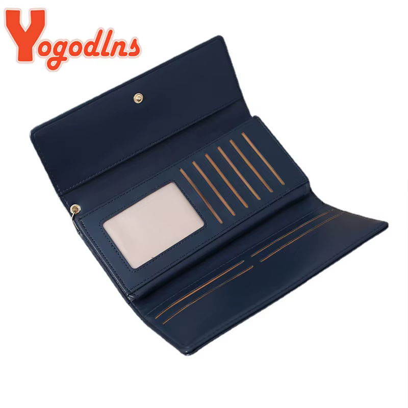 Yogodlns décontracté Long portefeuille pour femmes pendentif en cuir PU sac à main multicouche pochette Shopping dame