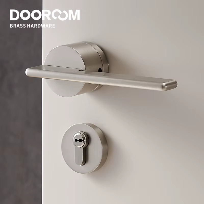 Dooroom – ensemble de serrures de porte en laiton, or, noir, argent, moderne, poignée d'interieur, chambre à coucher, salle de bains, Double levier de porte en bois factice
