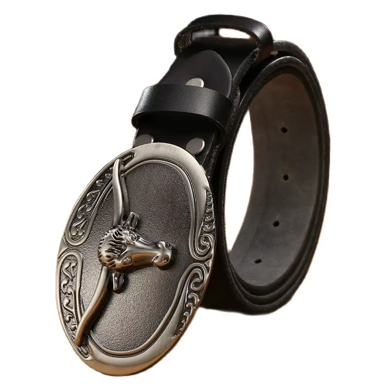 Ceinture en cuir véritable pleine fleur pour hommes