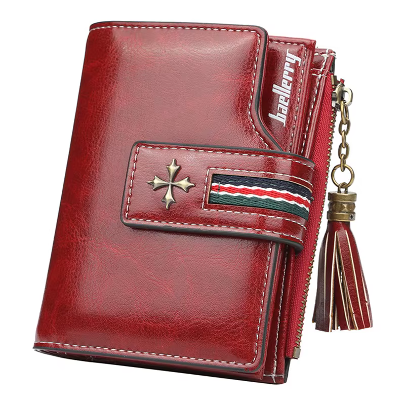 Mode petit portefeuille en cuir de cire d'huile femmes élégant fermeture éclair et moraillon carte portefeuille femme haute qualité court porte-carte de crédit sac à main