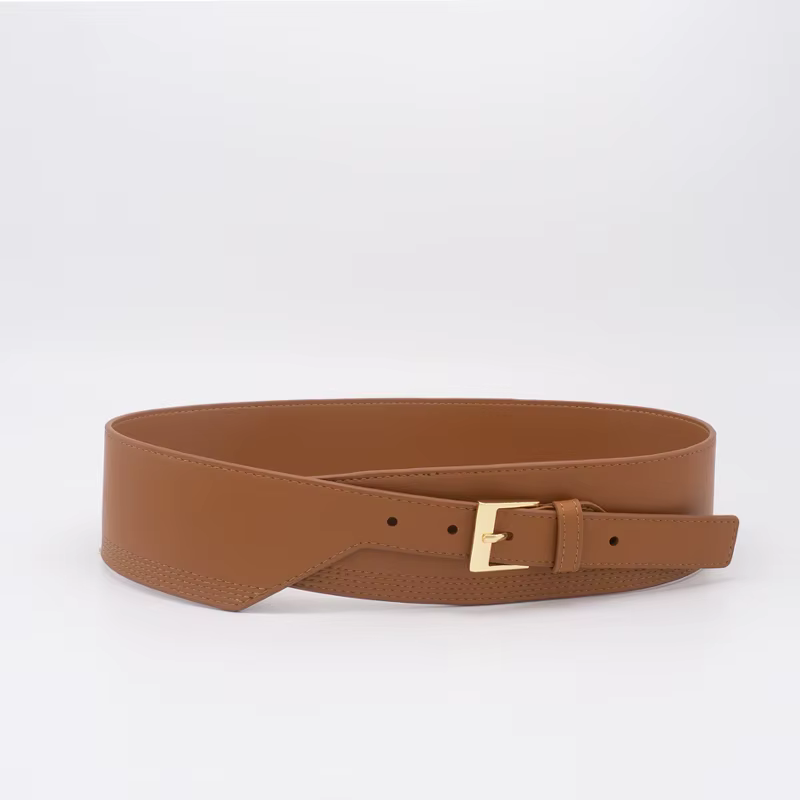 Ceinture large rayée en cuir de vache pour femmes, couverture de taille, nouvelle collection