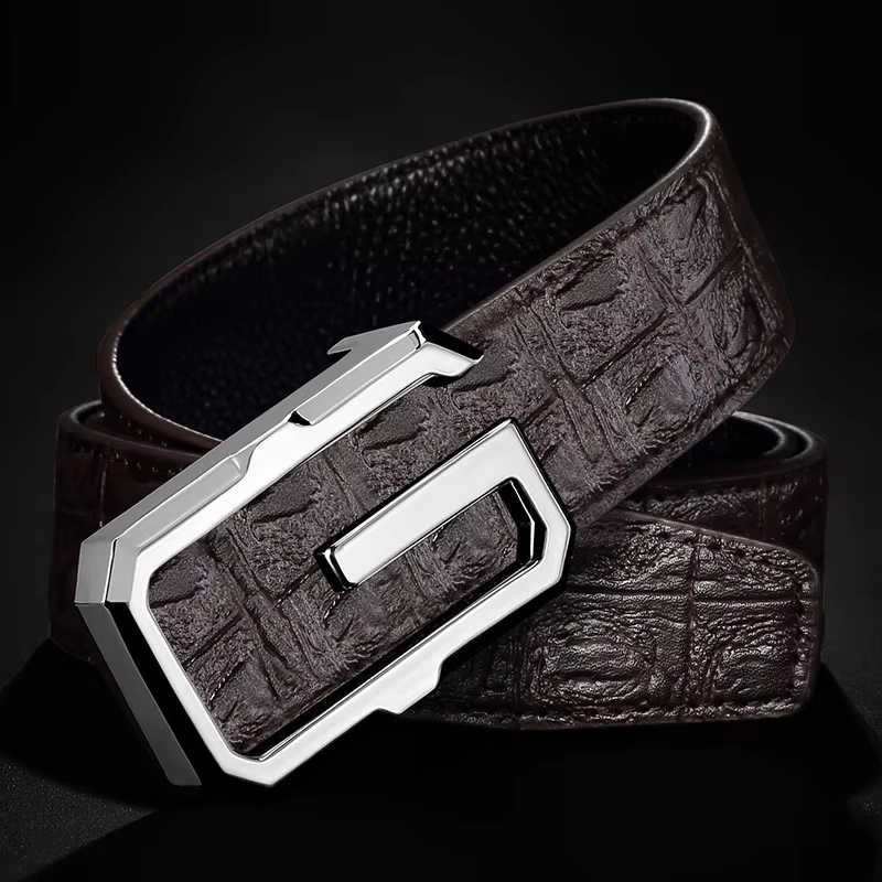 Ceinture g en cuir véritable pour homme