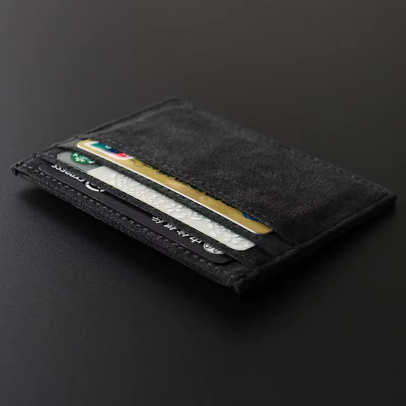 YMW ALCANTARA porte-carte femmes et homme tourner fourrure luxe en cuir artificiel mince carte Mini portefeuille petit