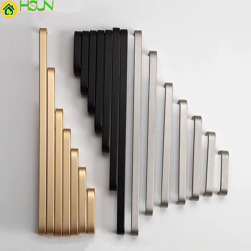 Poignée de porte de garde-robe noire simple et moderne en alliage d'aluminium pour tiroir et armoire