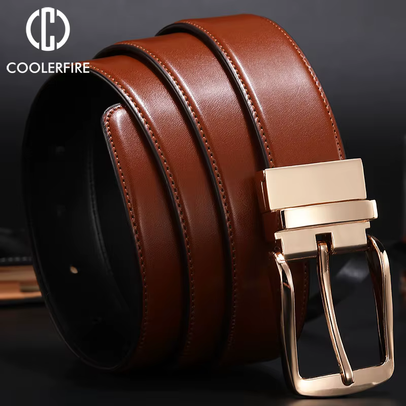 Nouvelle ceinture réversible à boucle rotative double face pour hommes