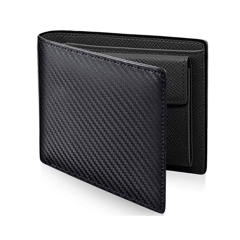Portefeuille en cuir PU en fibre de carbone pour hommes et femmes