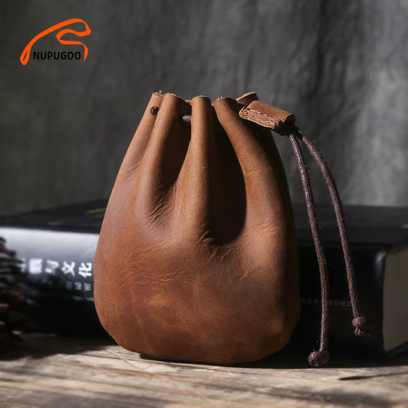 Porte-monnaie vintage en cuir véritable pour hommes et femmes