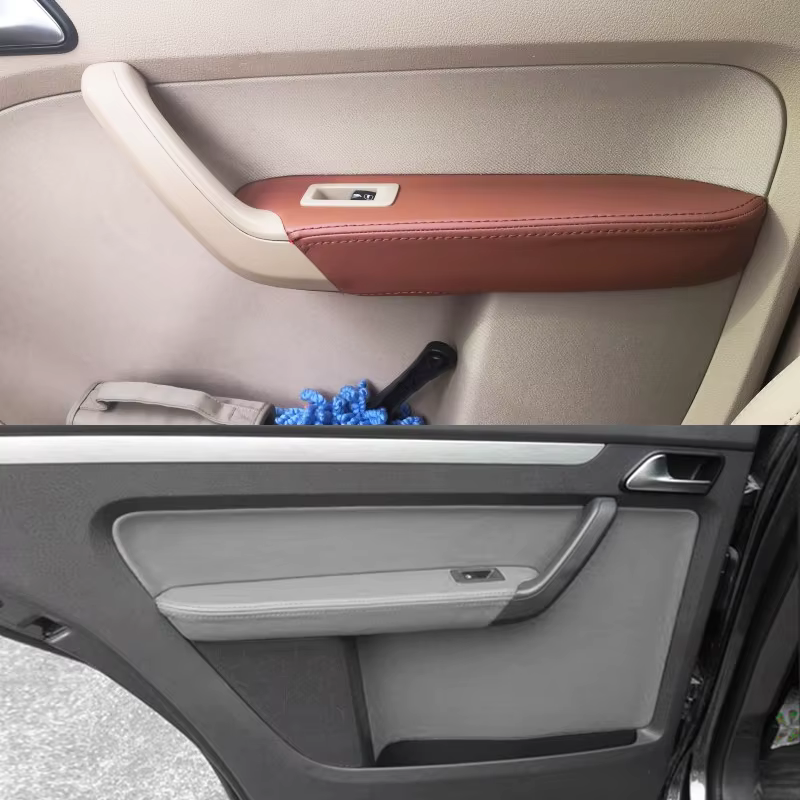 Pour VW Touran 2006 2007 2008 2009 2010 2011 2012 - 2015 4 pièces panneau de porte de voiture/accoudoir de porte couverture en cuir microfibre