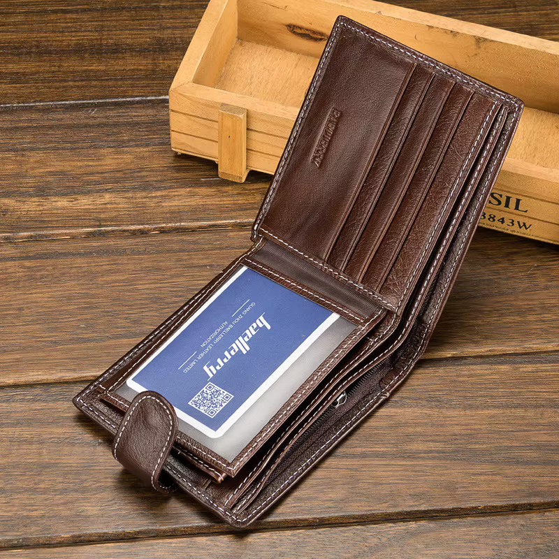 Portefeuille multifonction en cuir avec poche à monnaie pour homme