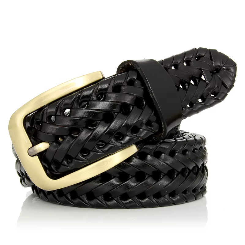 Ceinture tressée en cuir véritable pour homme