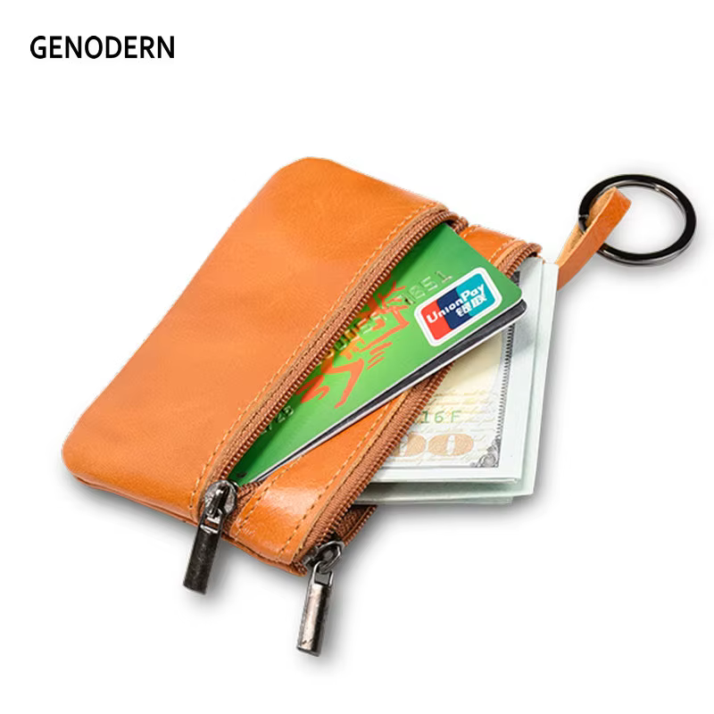 Porte-monnaie en cuir véritable pour homme et femme