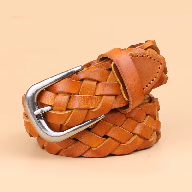 Ceinture de tissage en cuir véritable pour femmes
