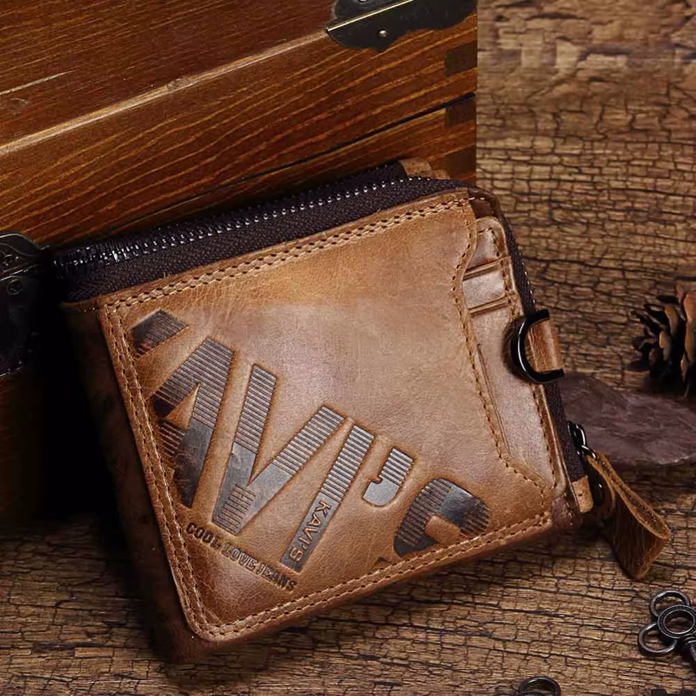 KAVIS Crazy Horse cuir hommes portefeuilles Vintage Cowboy voyage portefeuille porte-carte mode porte-monnaie pour femmes avec sac à cartes extensible