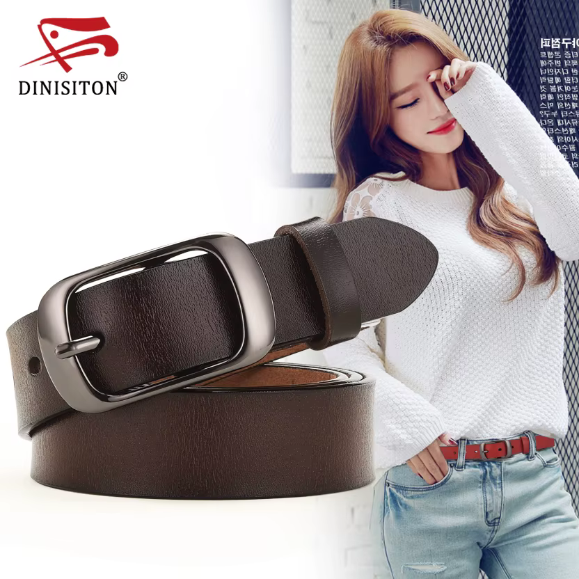 DINISITON nouvelles femmes ceinture en cuir véritable pour femme sangle décontracté tout-match dames ceintures réglables concepteur de haute qualité marque