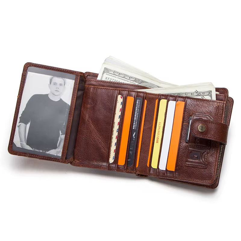 CONTACT'S en cuir véritable RFID Vintage portefeuille hommes avec poche à monnaie portefeuilles courts petit