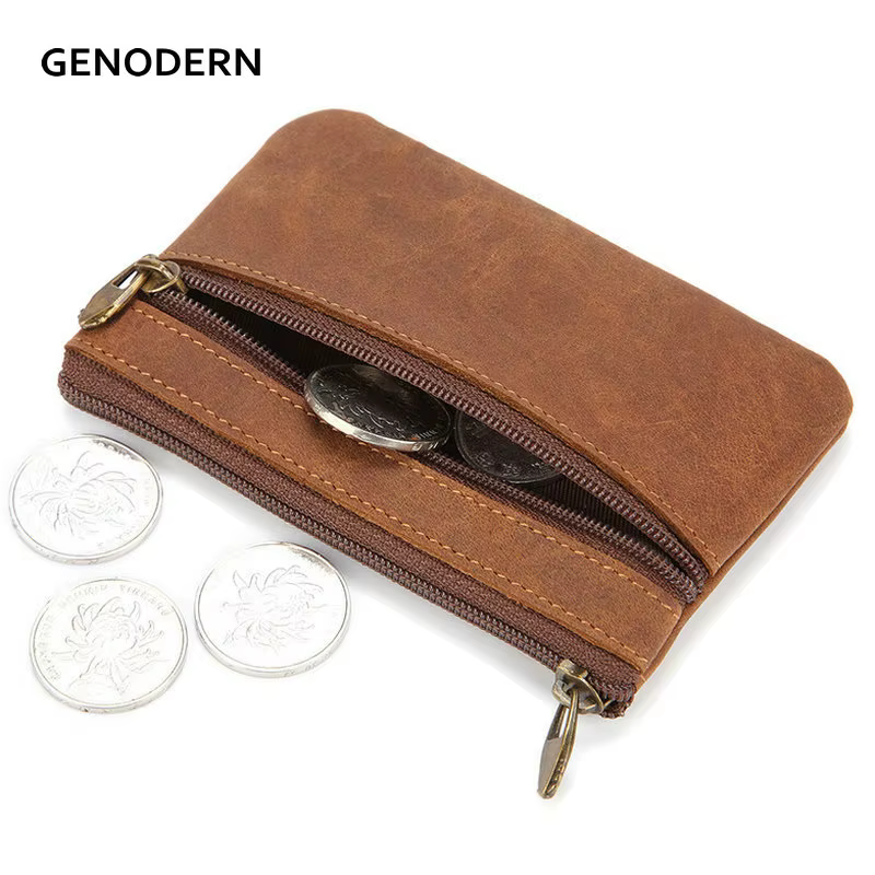 GENODERN Vintage Crazy Horse cuir hommes porte-monnaie